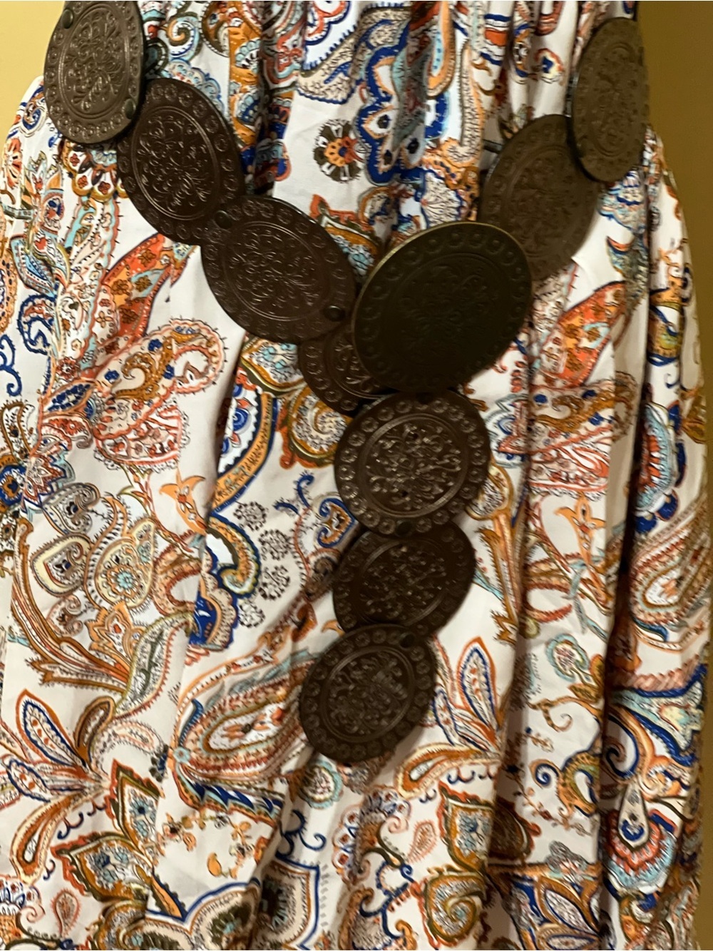 Vintage Brown Coin Accent Waist Belt - Women’s Statement Accessory